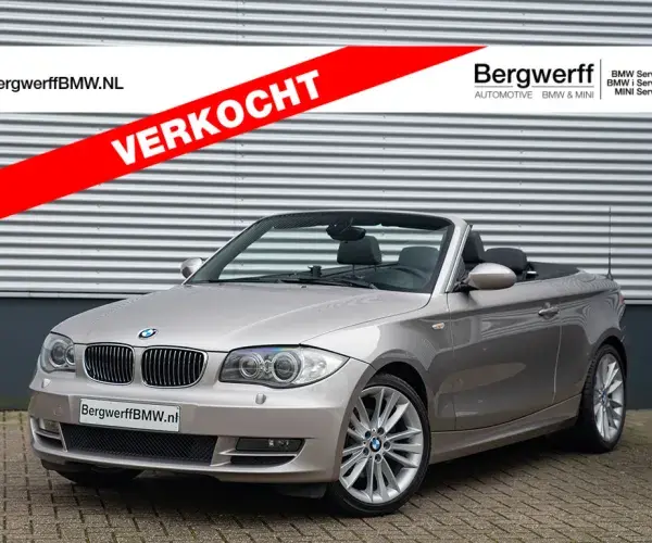 BMW 125i Cabrio Cashmere Silver Leder Boston Schwarz E88 Handgeschakeld Manual Bergwerff