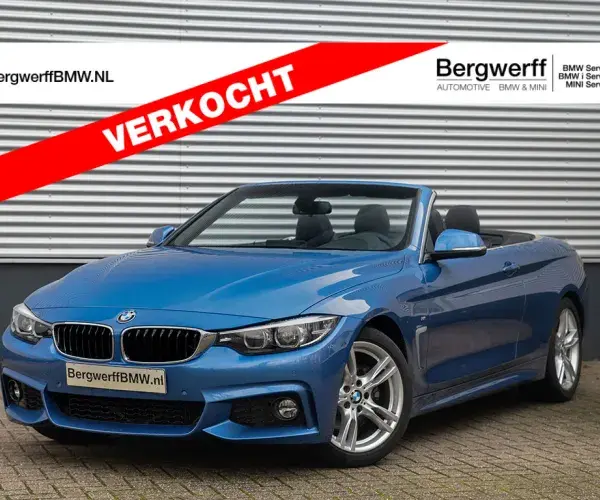 BMW 430i Cabrio Estoril Blue F33 Leder Dakota Schwarz stiksel Blau Schwarz 2019 Bergwerff