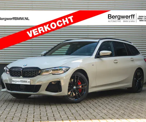 BMW M340i Touring G21 BMW Individual Special Request Kreide Leder Vernasca Schwarz stiksel Blau Schwarz