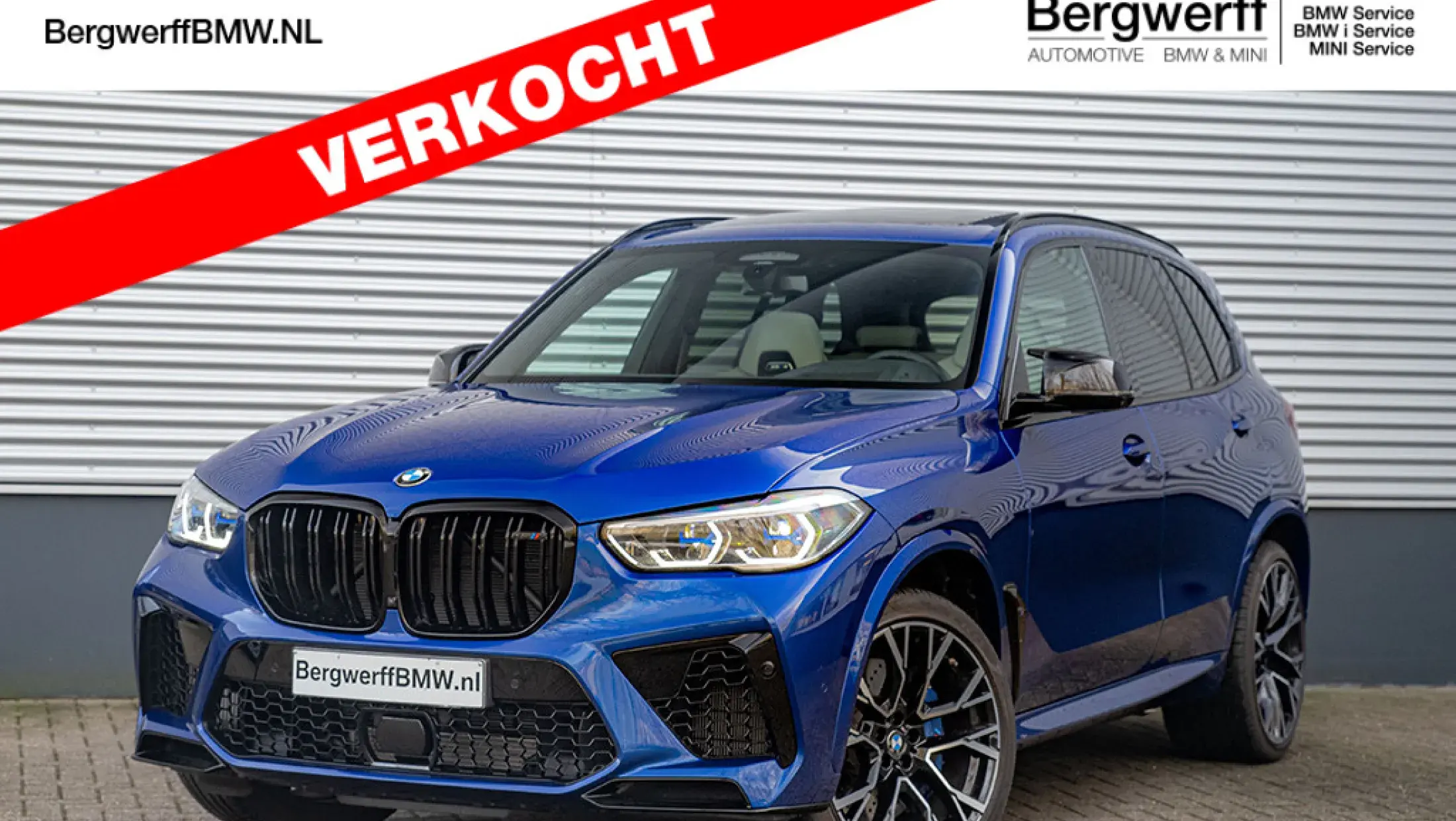 BMW X5 M Competition F95 Marina Bay Blue Merino Silverstone volleder SUV Bergwerff