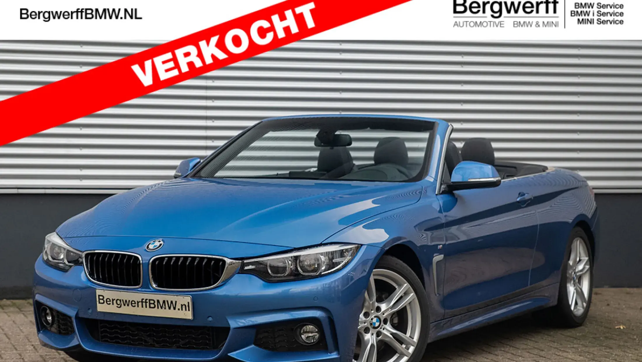 BMW 430i Cabrio Estoril Blue F33 Leder Dakota Schwarz stiksel Blau Schwarz 2019 Bergwerff