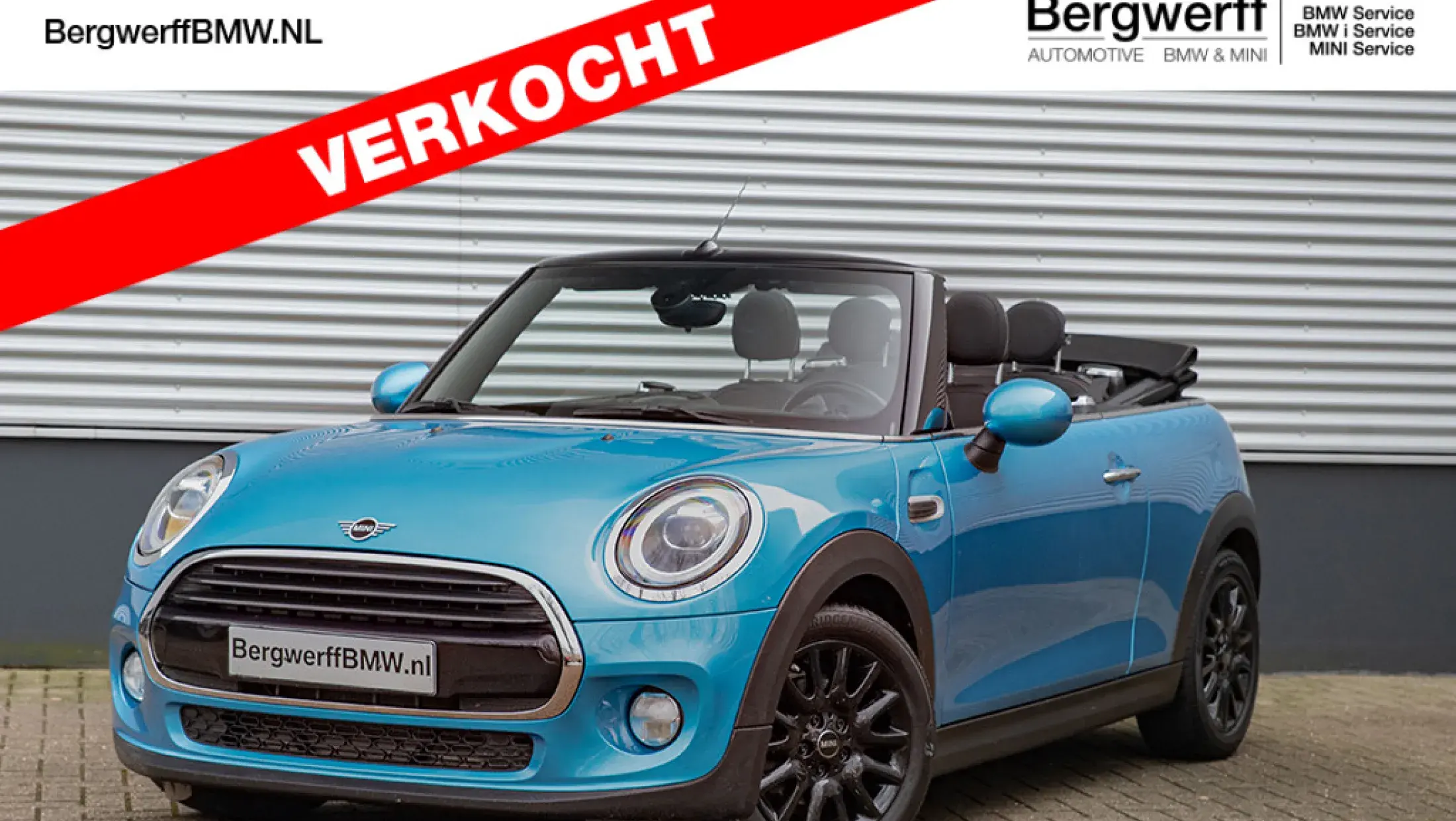 MINI Cooper Cabrio Electric Blue Stof Firework Carbon Black F57 2018 Bergwerff