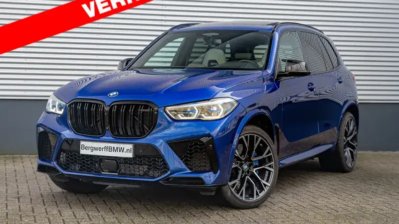 BMW X5 M Competition F95 Marina Bay Blue Merino Silverstone volleder SUV Bergwerff