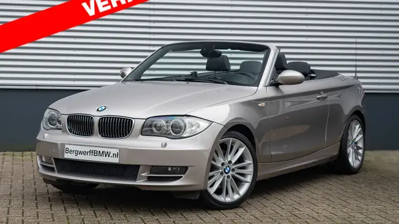 BMW 125i Cabrio Cashmere Silver Leder Boston Schwarz E88 Handgeschakeld Manual Bergwerff