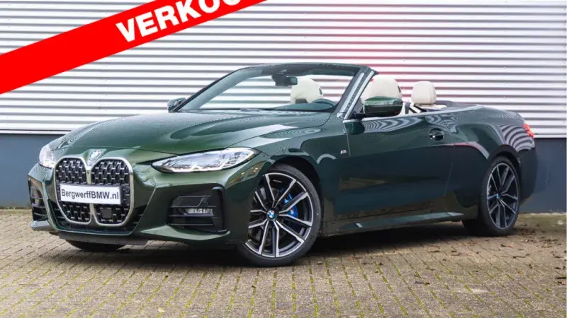 BMW 430i Cabrio G23 San Remo Grun metallic Leder Vernasca Oyster stiksel Schwarz 2021