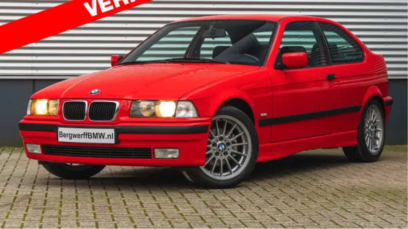 BMW 323ti Compact E36 Hellrot Anthrazit schwarz stof handgeschakeld Manual Bergwerff Classic